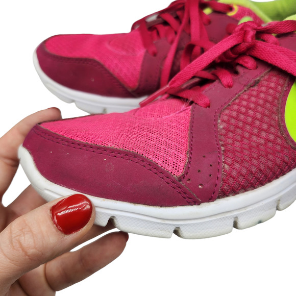 Nike Shoes Youth 5 Womens 6.5 Magenta Pink Neon Green Low Top Tennis Running - Picture 9 of 12